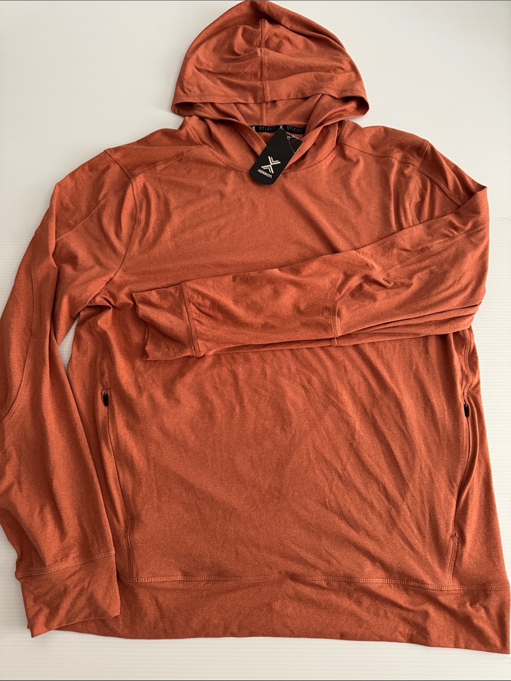 Xersion Men’s Hooded Long-Sleeve - Rust orange